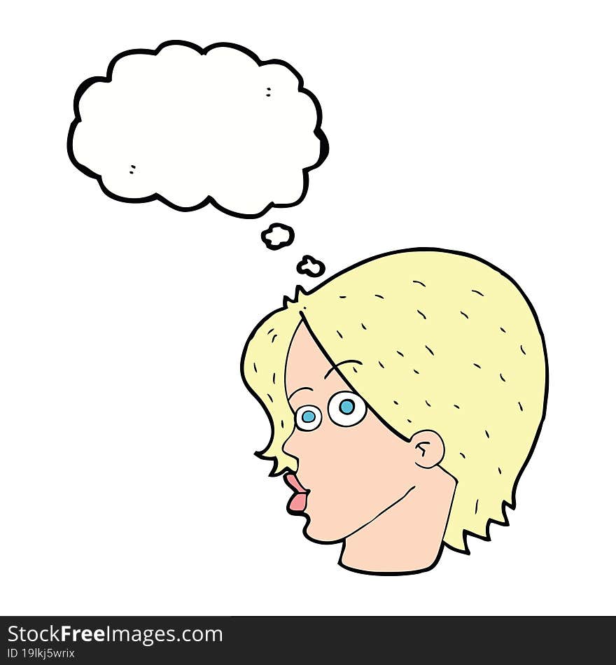 Cartoon Female Face With Thought Bubble