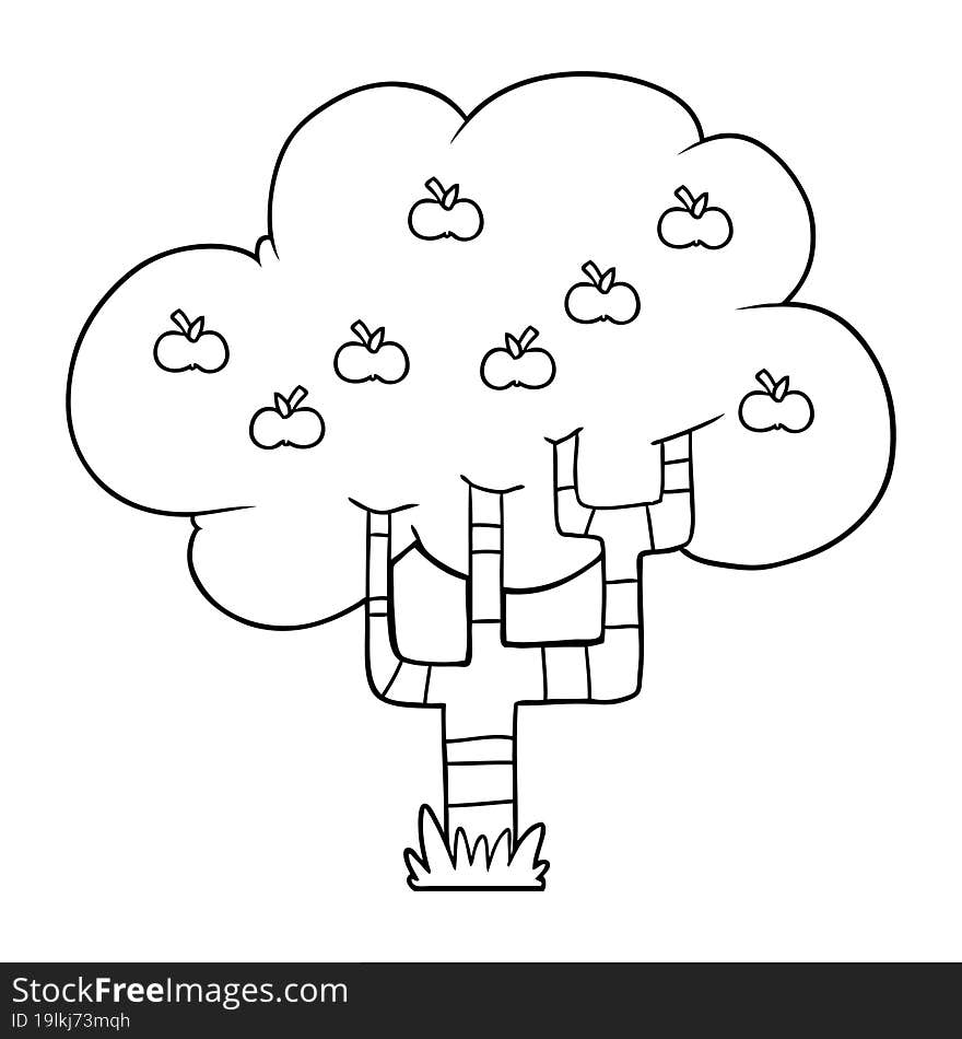 cartoon apple tree. cartoon apple tree