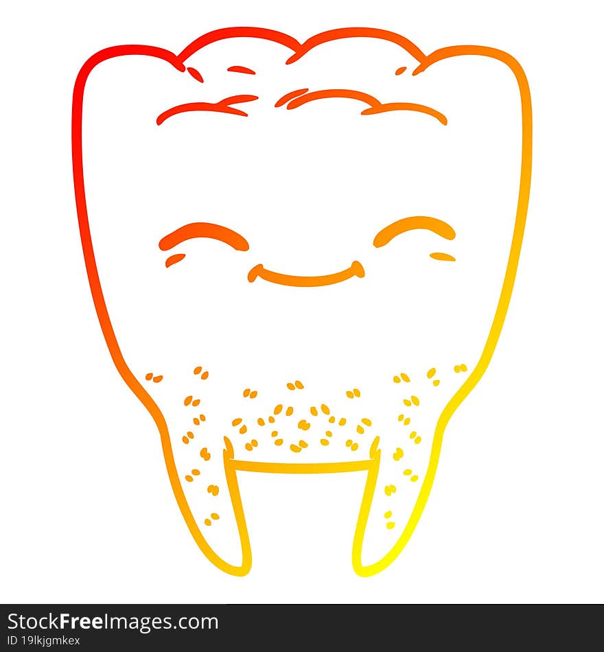 warm gradient line drawing cartoon tooth