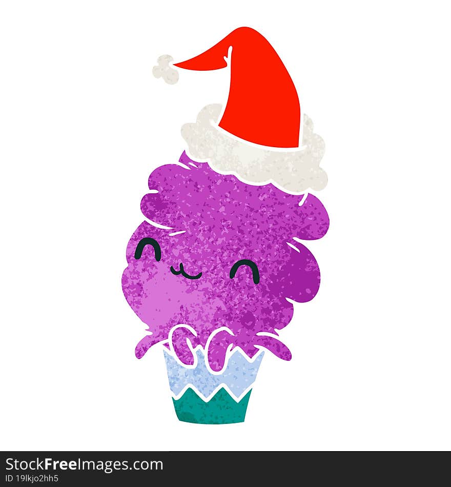 christmas retro cartoon of kawaii muffin