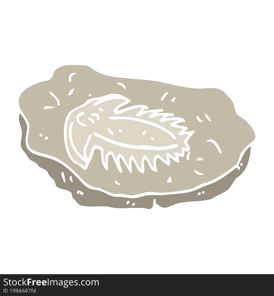 flat color illustration cartoon ancient fossil