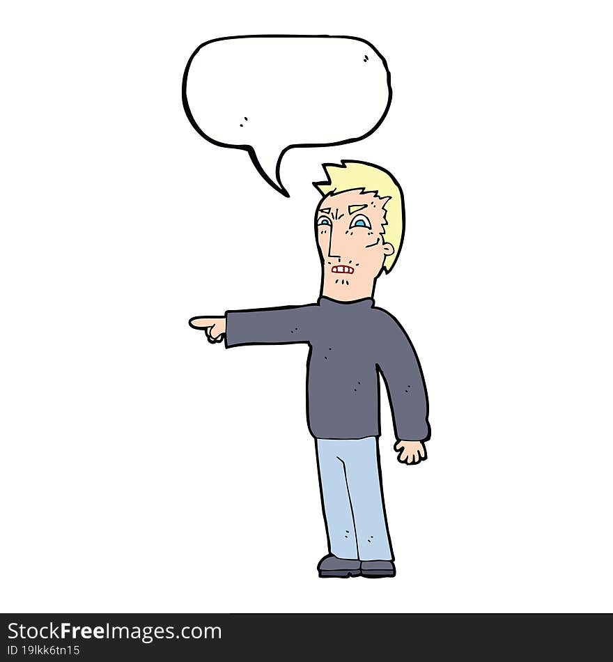 Cartoon Angry Man Pointing With Speech Bubble