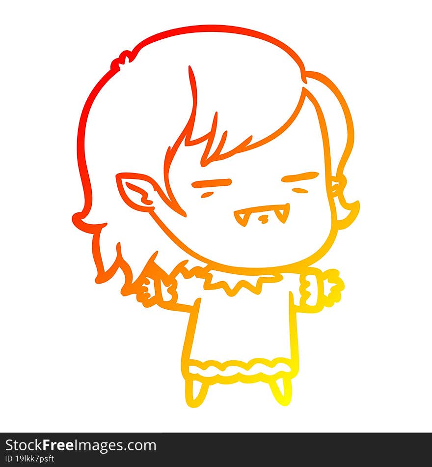 warm gradient line drawing cartoon undead vampire girl