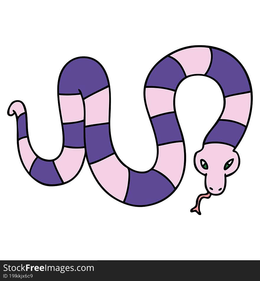 hand drawn quirky cartoon snake. hand drawn quirky cartoon snake