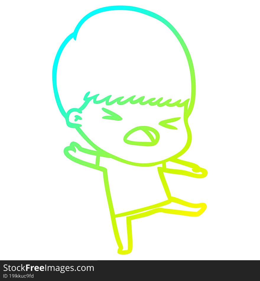 cold gradient line drawing cartoon stressed man