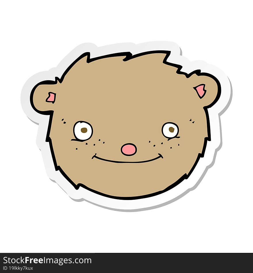 sticker of a cartoon teddy bear head