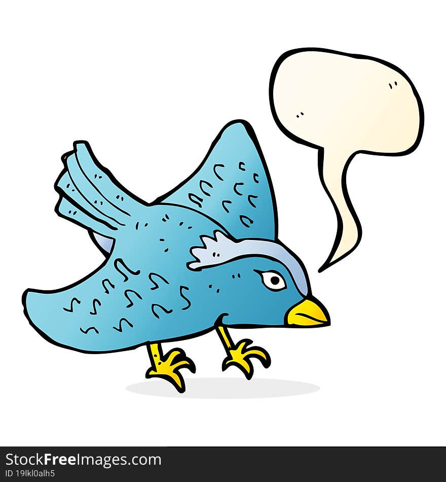 cartoon garden bird with speech bubble