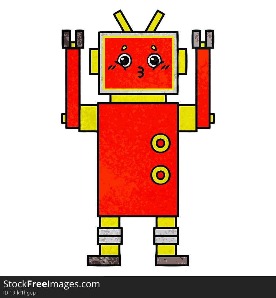 Retro Grunge Texture Cartoon Robot