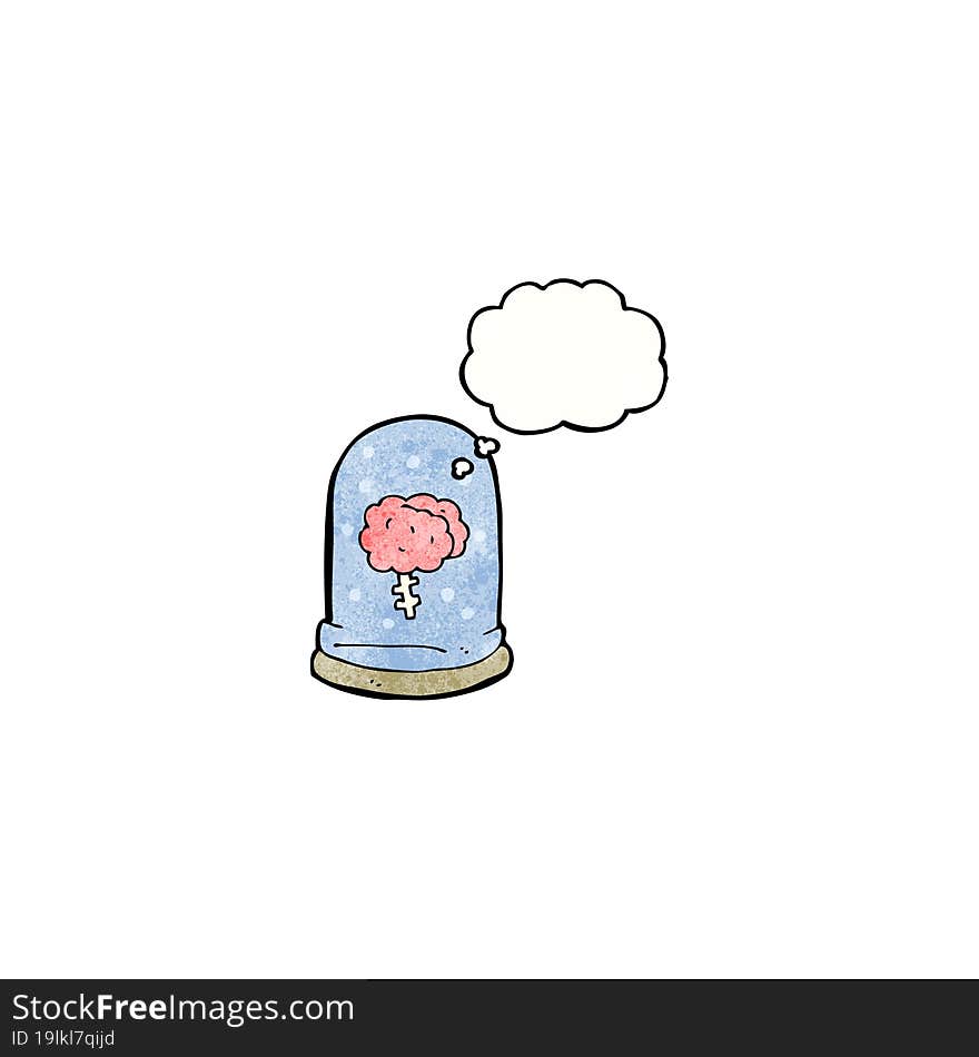 cartoon brain in jar