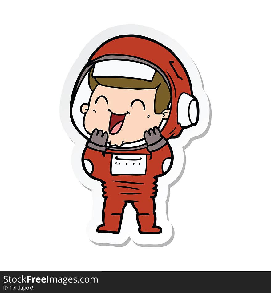 Sticker Of A Happy Cartoon Astronaut