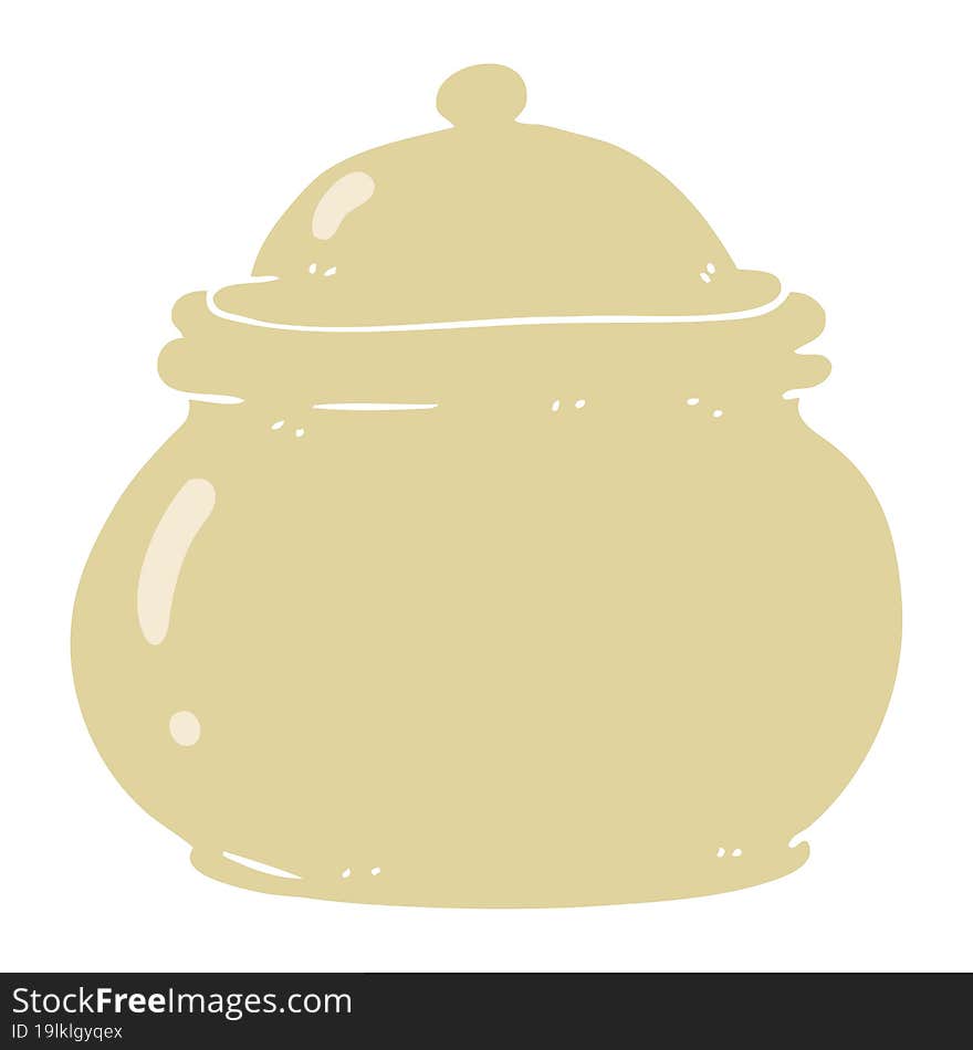 flat color illustration of a cartoon old style ceramic pot