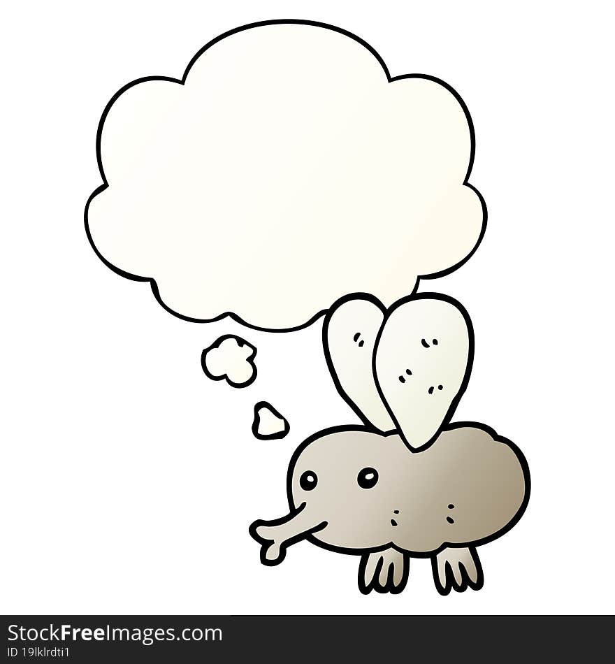 cartoon fly and thought bubble in smooth gradient style