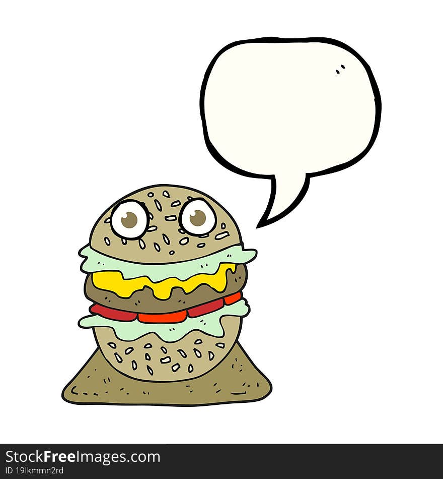 speech bubble cartoon tasty burger