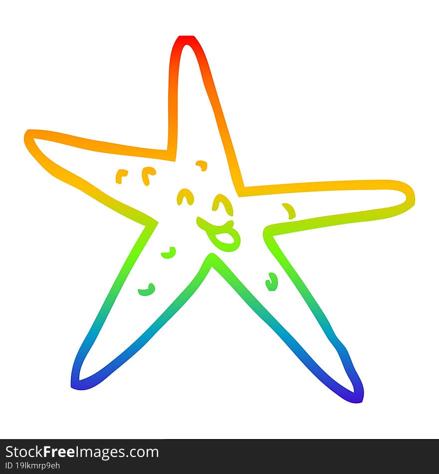 rainbow gradient line drawing cartoon happy star fish