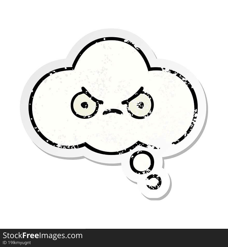 Distressed Sticker Of A Cute Cartoon Thought Bubble