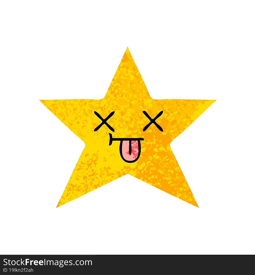 retro illustration style cartoon gold star