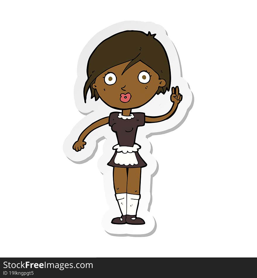 sticker of a cartoon waitress making hand gesture