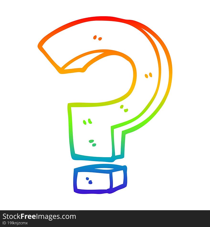 rainbow gradient line drawing cartoon question mark