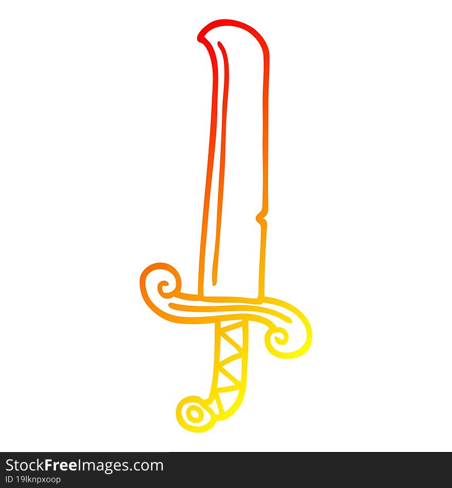 warm gradient line drawing cartoon long sword