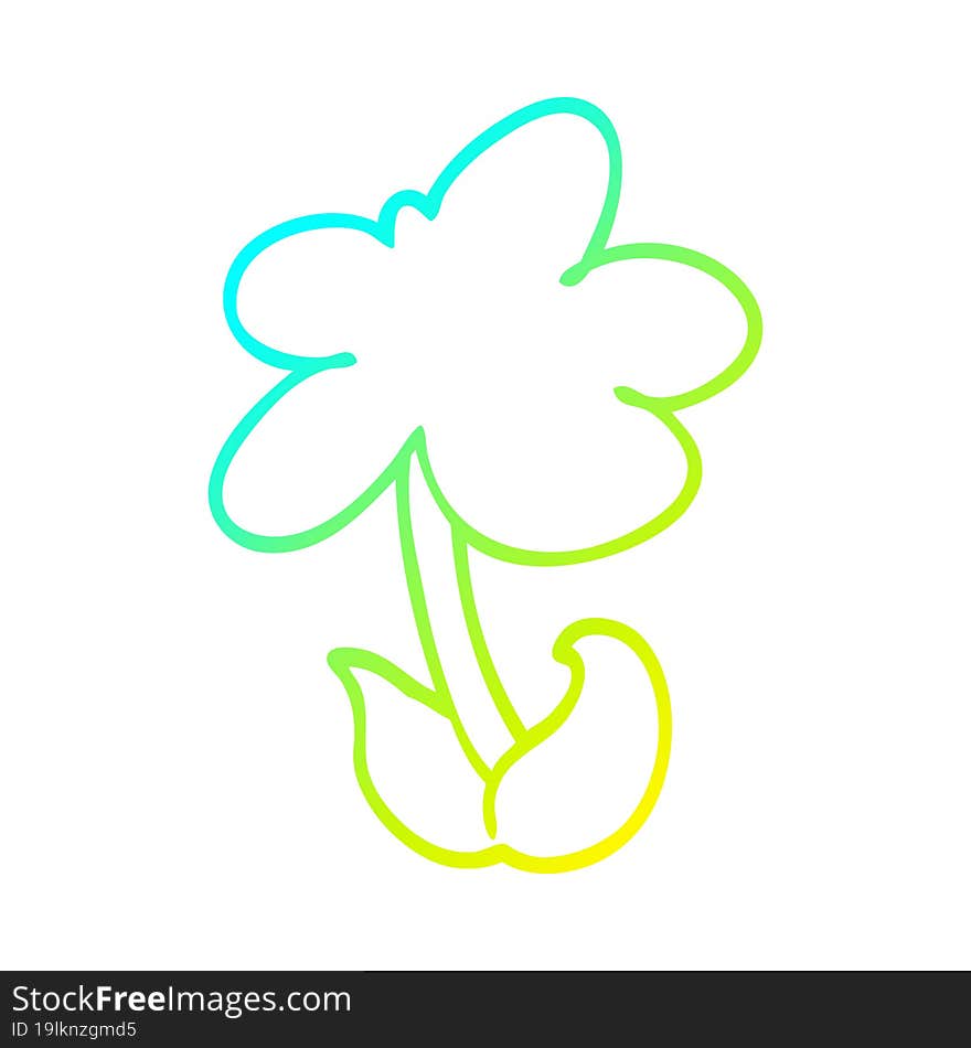 cold gradient line drawing of a cute cartoon flower