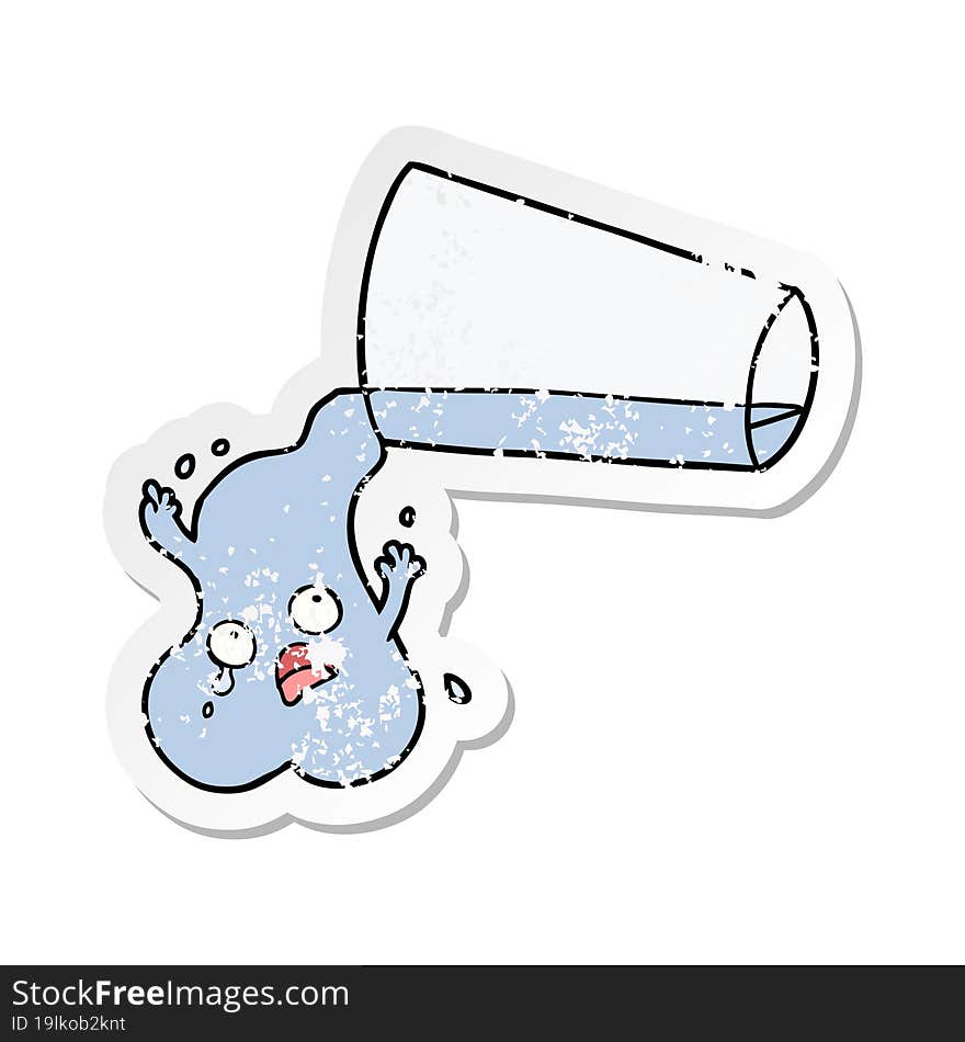 distressed sticker of a pouring water cartoon