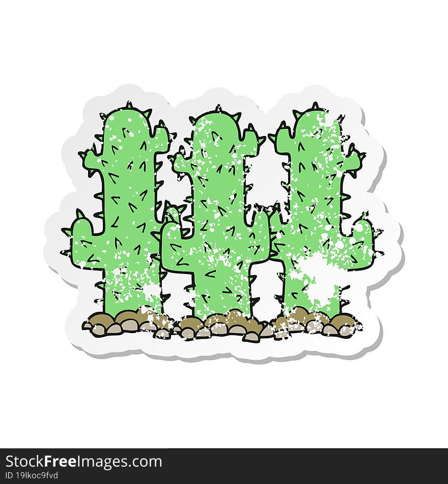 Retro Distressed Sticker Of A Cartoon Cactus