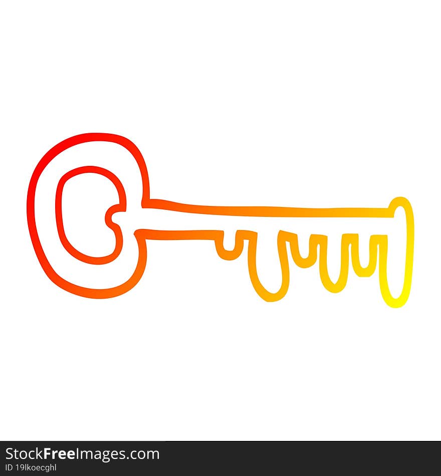 warm gradient line drawing cartoon gold key