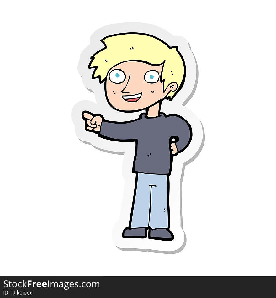 Sticker Of A Cartoon Man Pointing