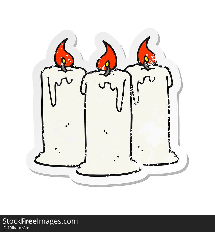 Retro Distressed Sticker Of A Cartoon Burning Candles