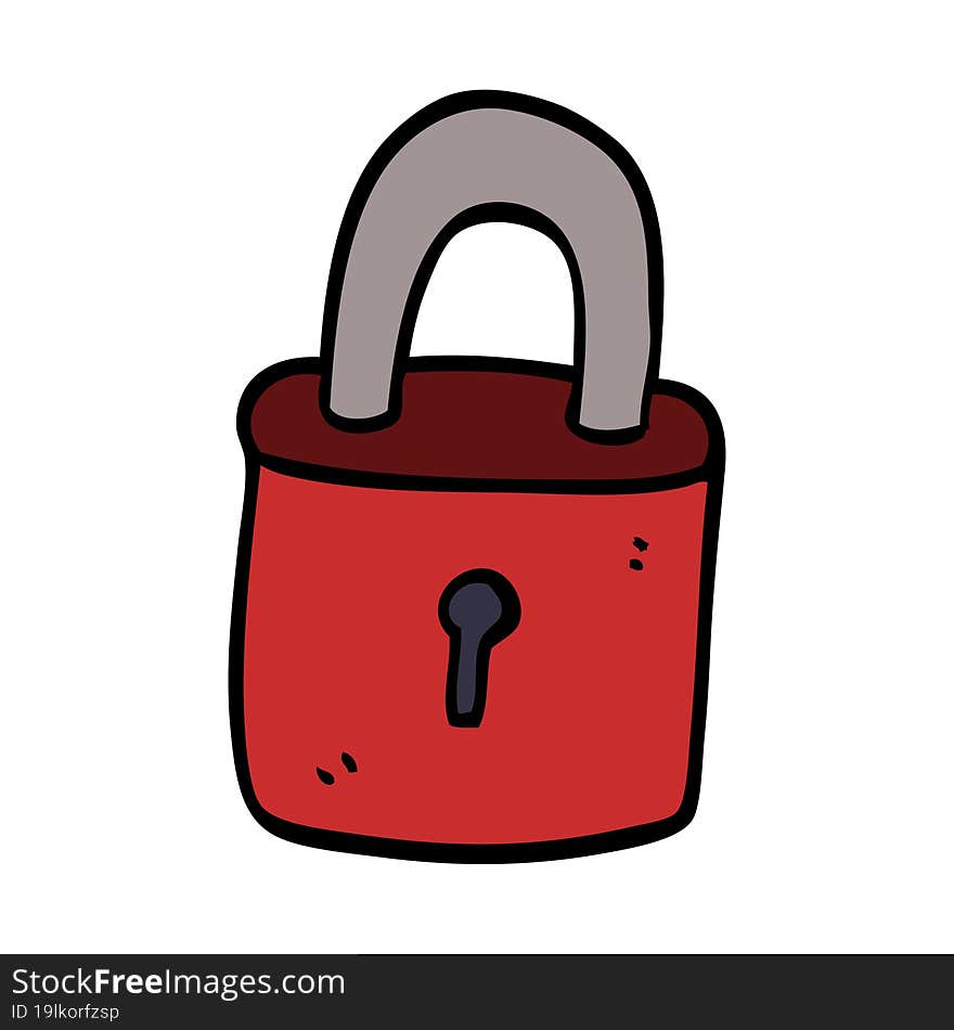 Cartoon Doodle Locked Padlock