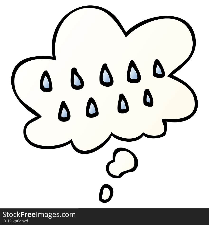 cartoon rain and thought bubble in smooth gradient style