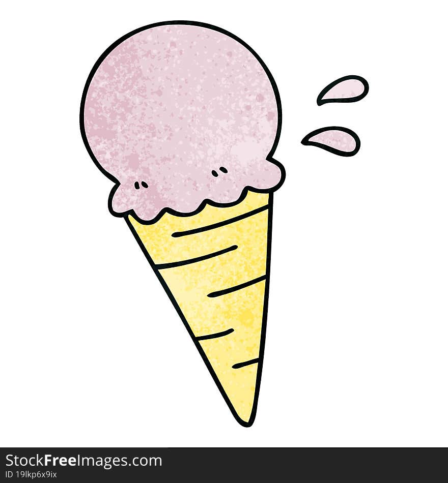 quirky hand drawn cartoon vanilla ice cream