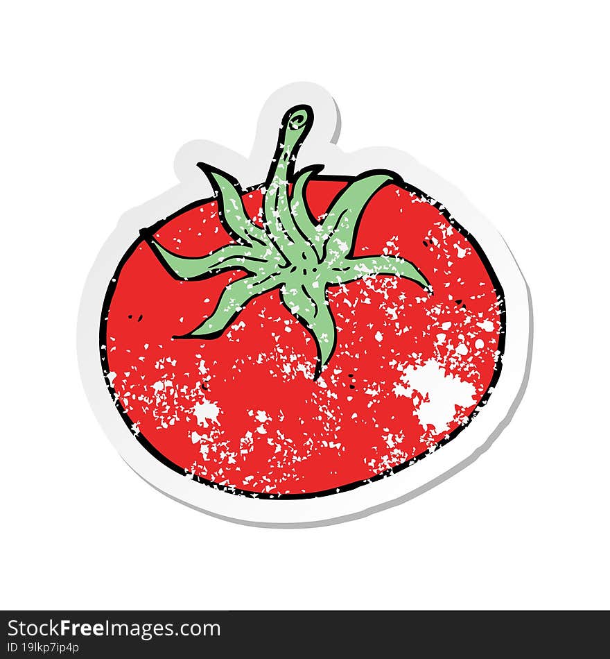 retro distressed sticker of a cartoon tomato