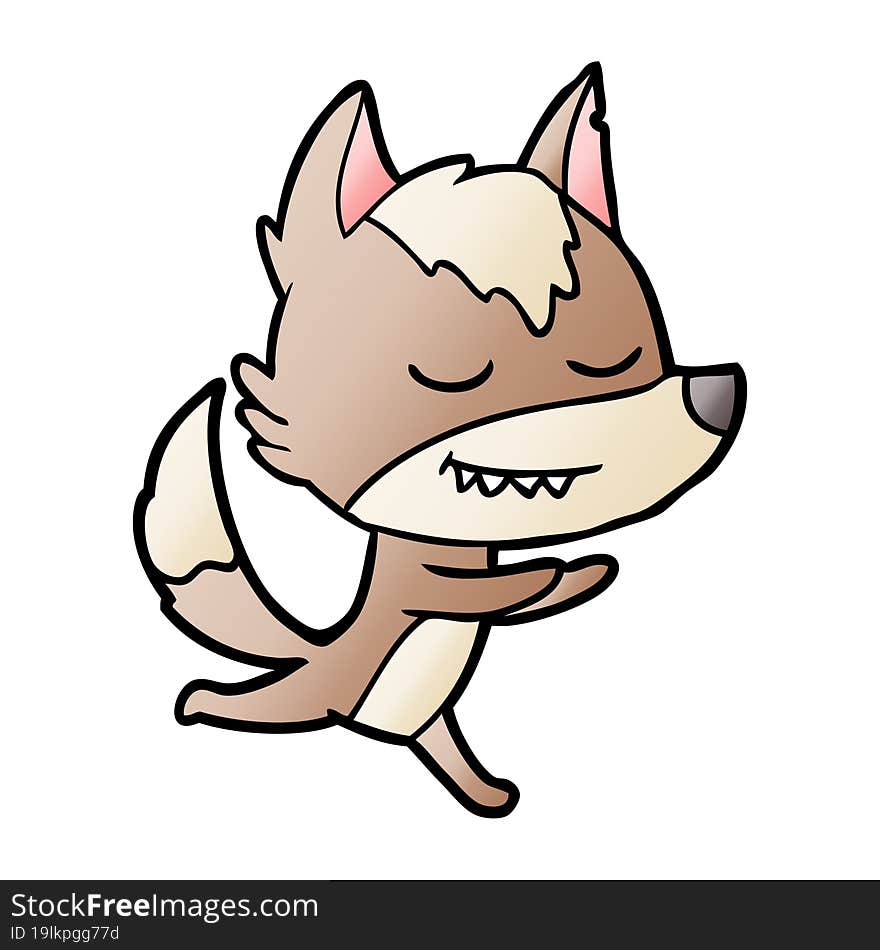 friendly cartoon wolf running. friendly cartoon wolf running