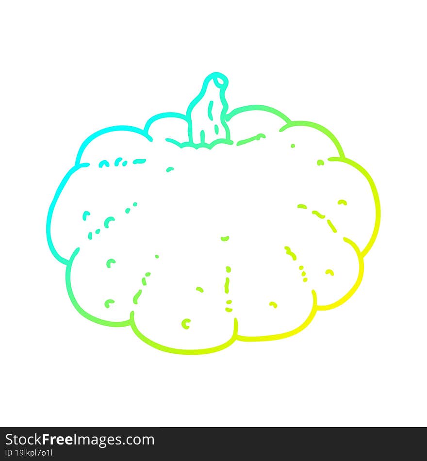 cold gradient line drawing cartoon pumpkin