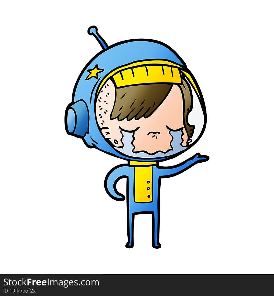 cartoon crying astronaut girl. cartoon crying astronaut girl