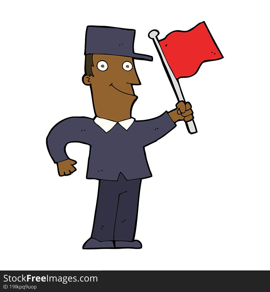 cartoon man waving flag