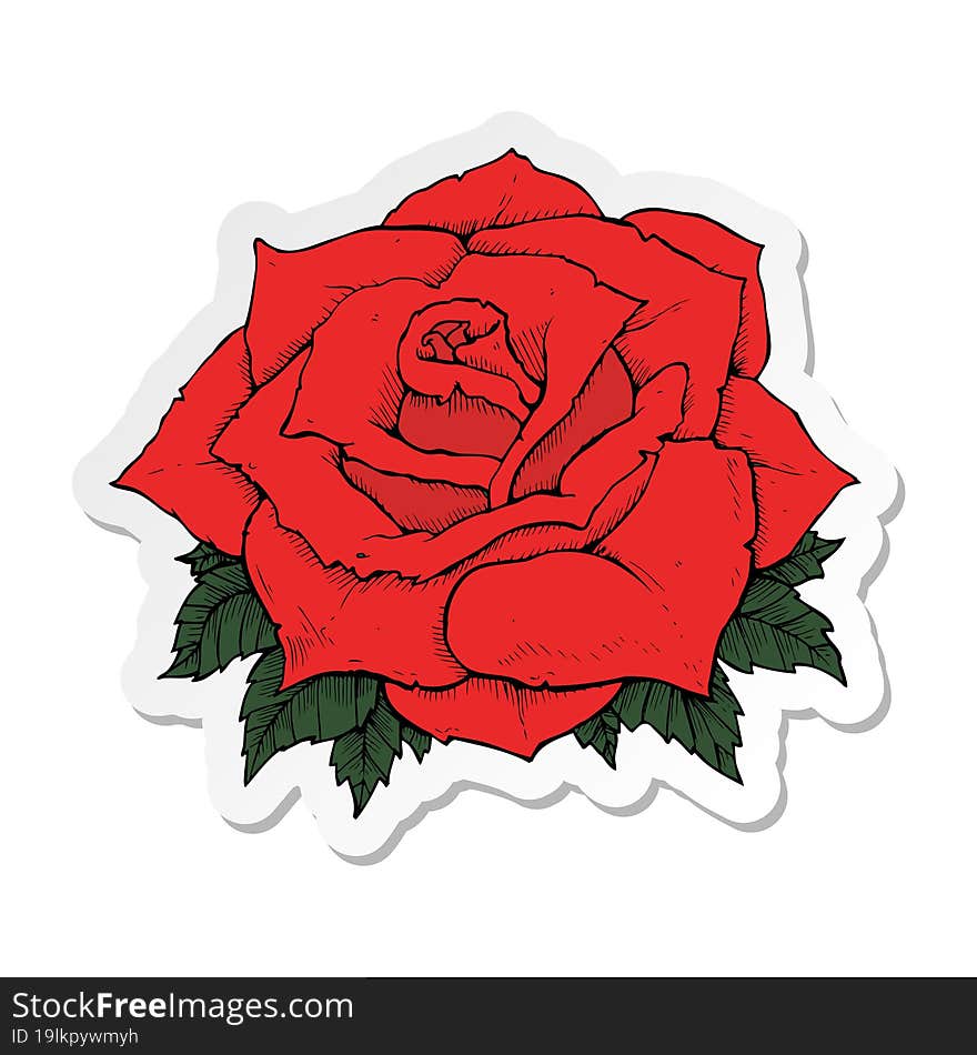 Sticker Of A Cartoon Rose