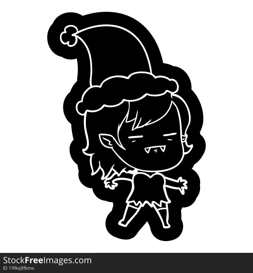 cartoon icon of a undead vampire girl wearing santa hat