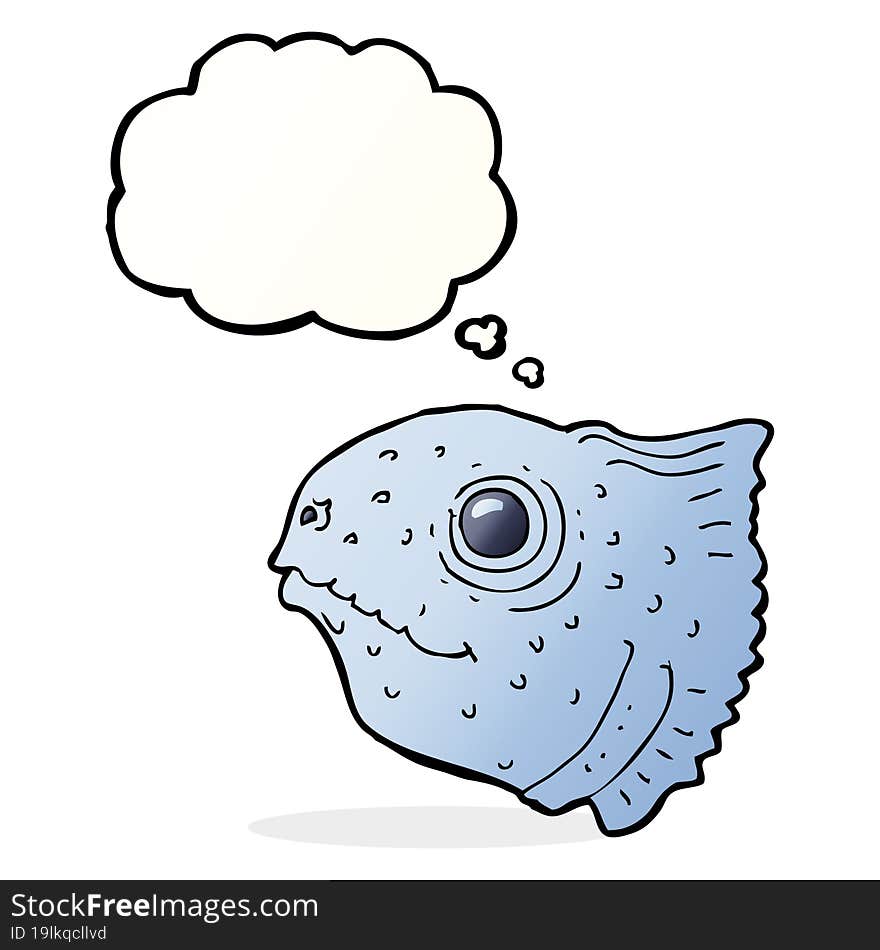 cartoon fish head with thought bubble