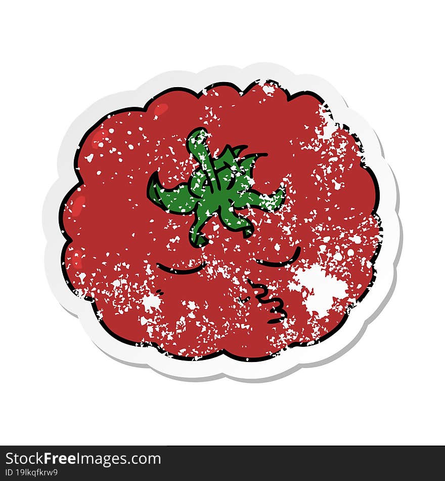 Distressed Sticker Of A Cartoon Tomato