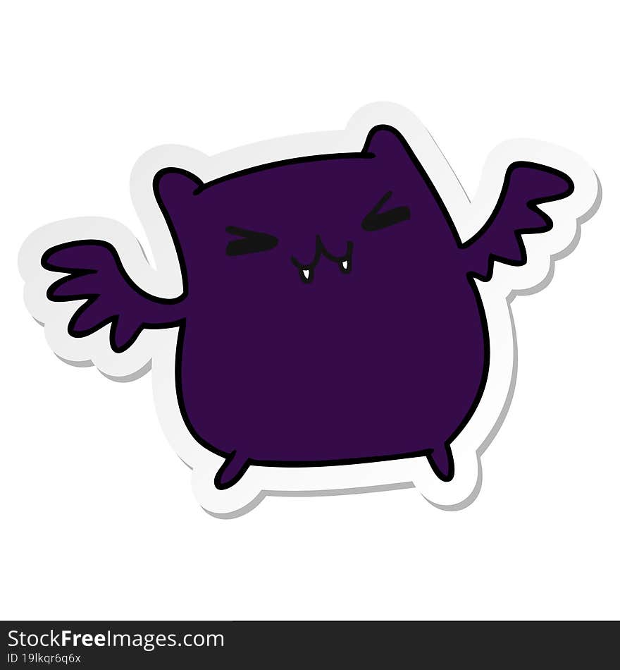 sticker cartoon of a kawaii cute bat