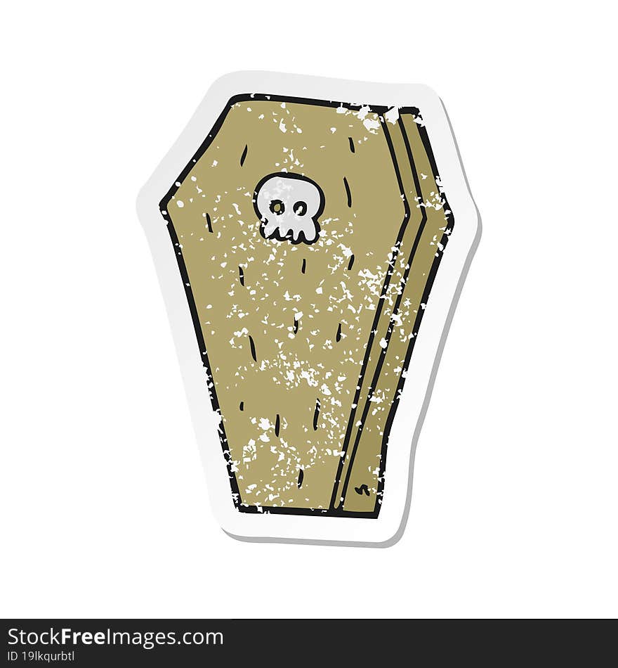 retro distressed sticker of a cartoon halloween coffin