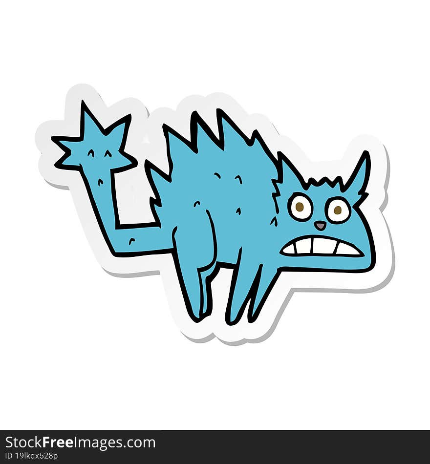 sticker of a cartoon frightened cat