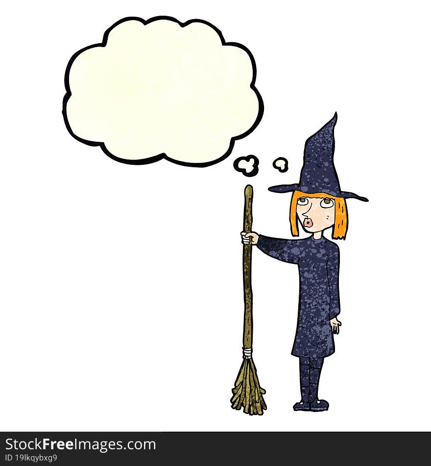 Cartoon Witch With Thought Bubble