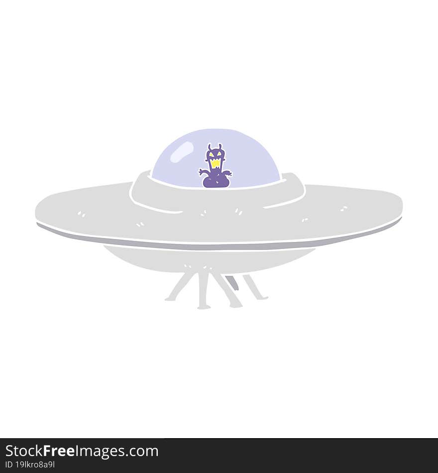 flat color illustration of a cartoon UFO