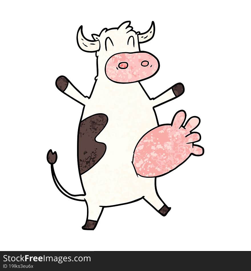 cartoon cow swinging udder. cartoon cow swinging udder