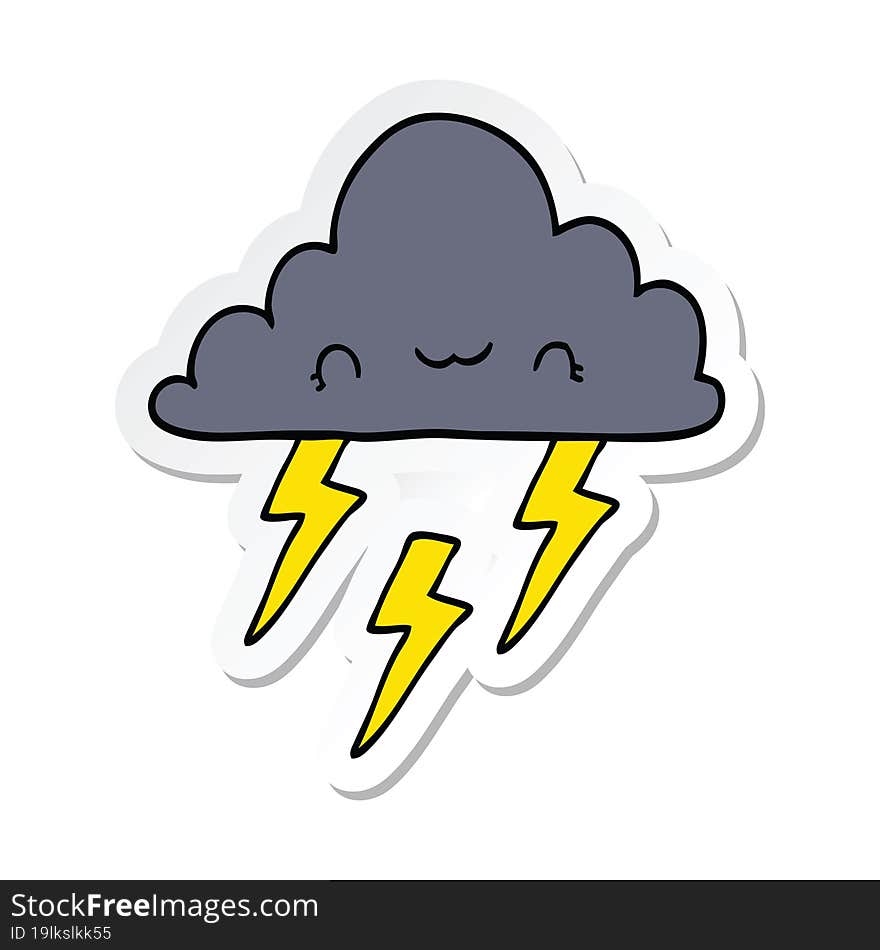 sticker of a cartoon storm cloud