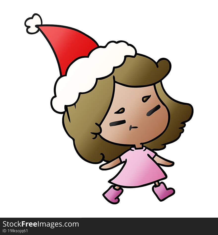 christmas gradient cartoon of kawaii girl