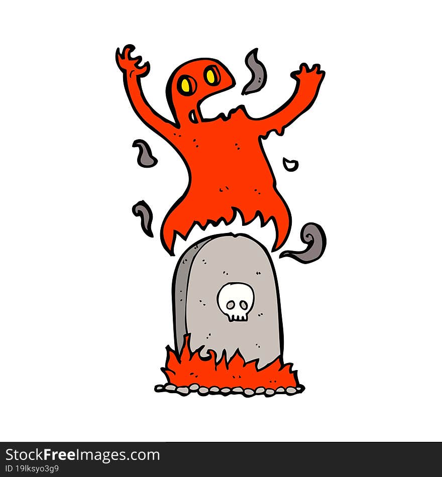 Cartoon Ghost Rising From Grave